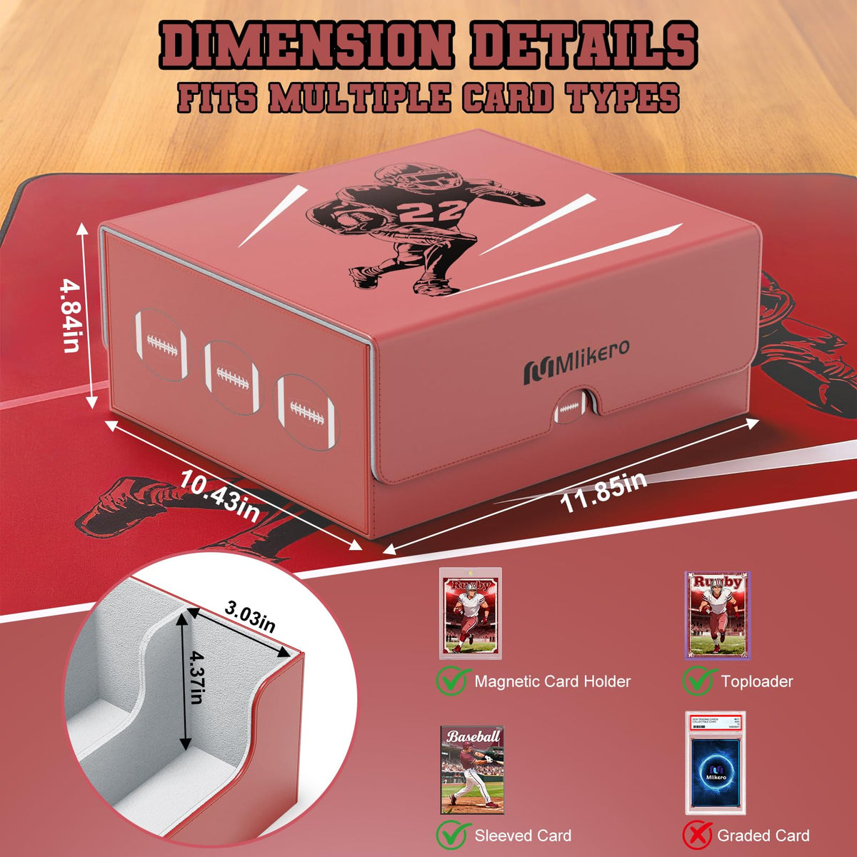 Football Card Storage Box with Magnetic Closure O449612