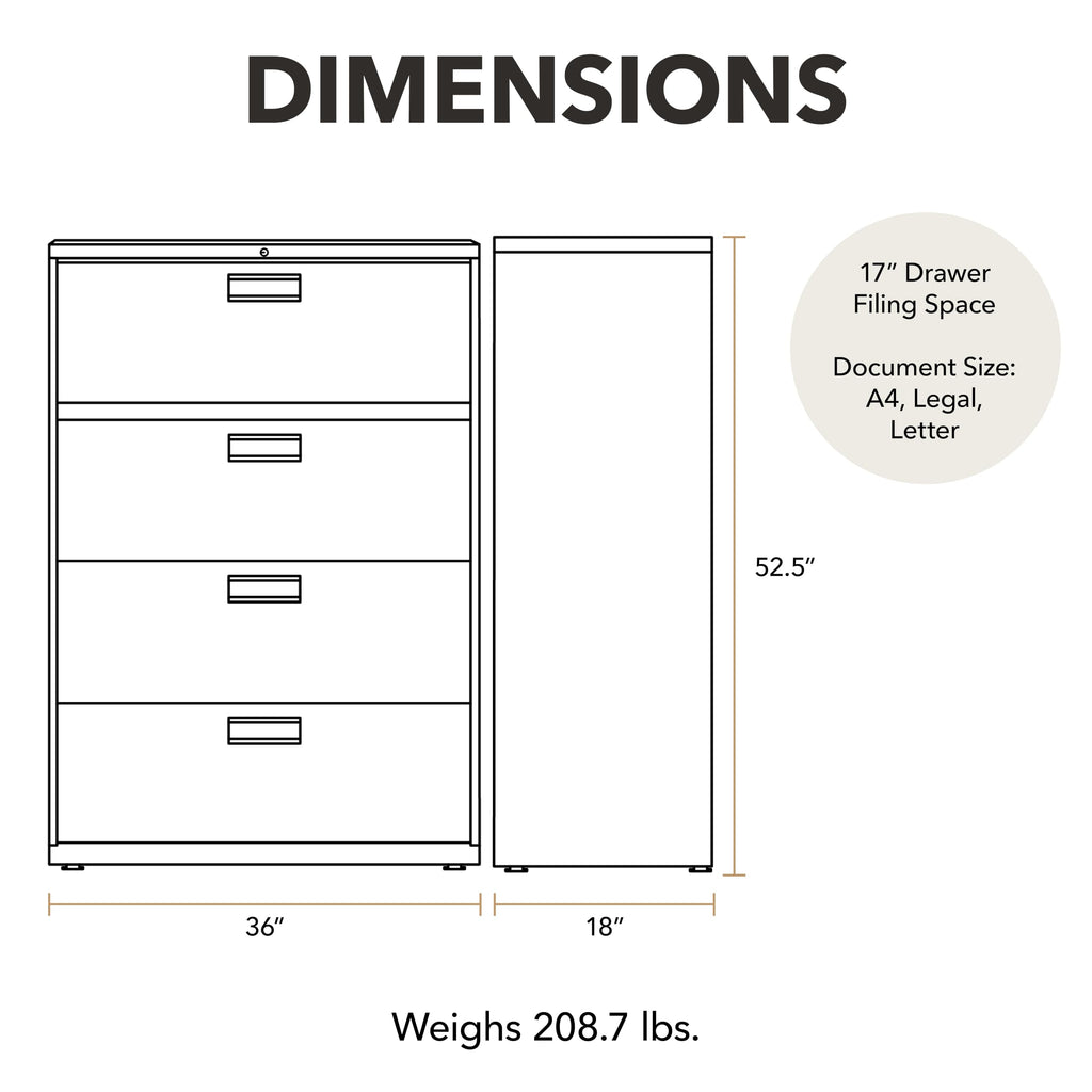 Black 4 Drawer File Cabinet K26732