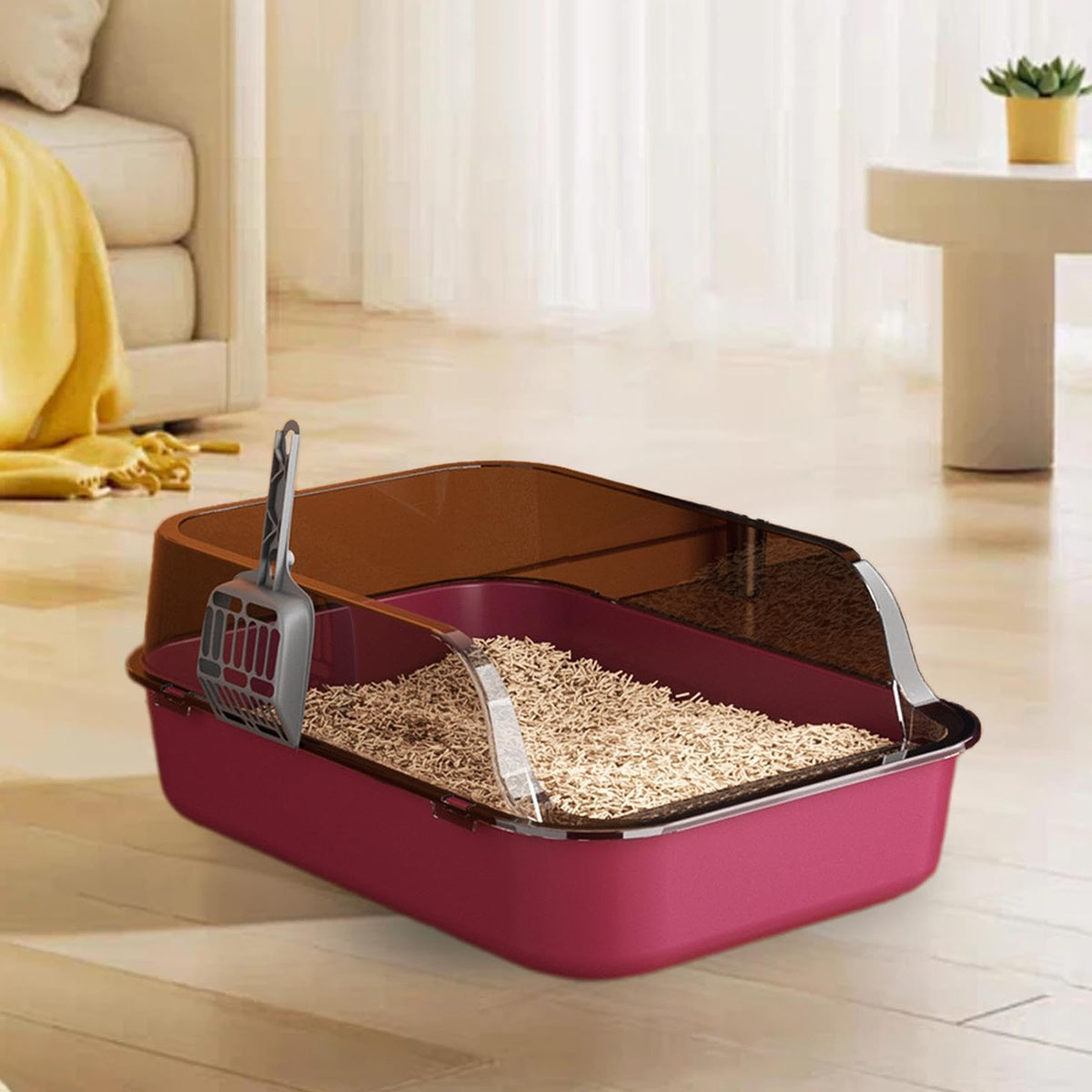 Pink Open Top Sifting Litter Box Q3467