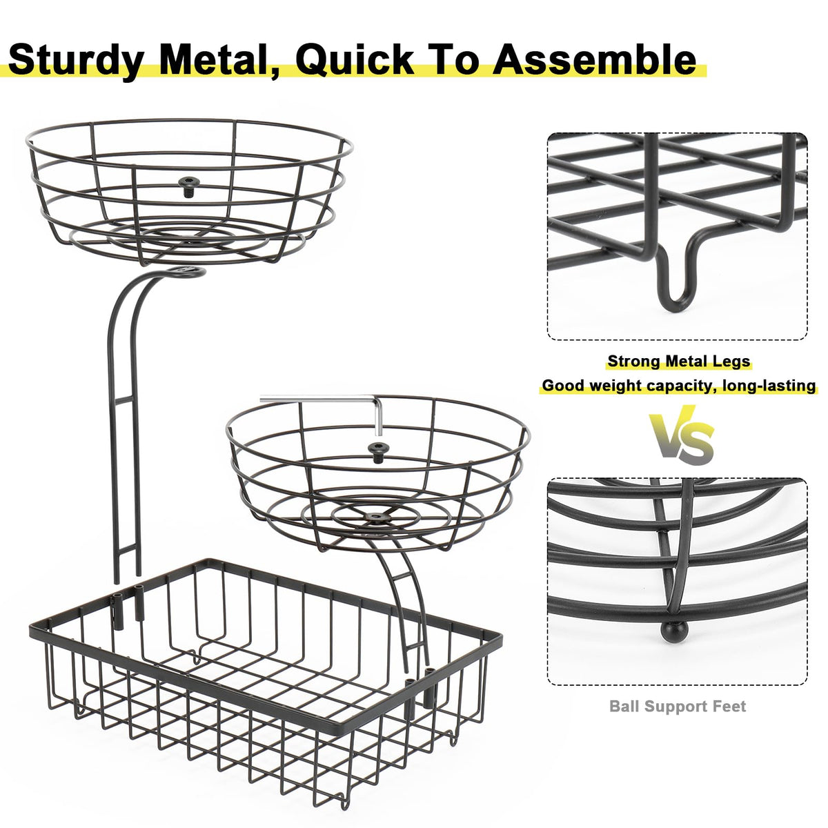 3 Tier Metal Fruit Vegetable Basket C222