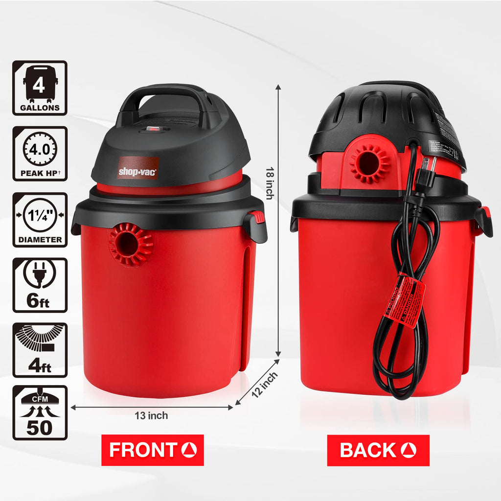 4 Gallon 4.0 Peak HP Wet/Dry Vacuum U108