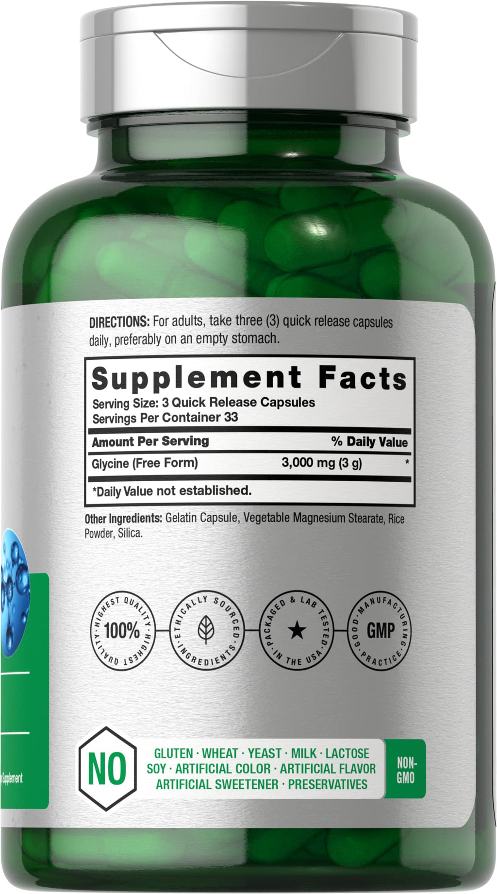 Glycine 3000mg 100 Powder Capsules D830563
