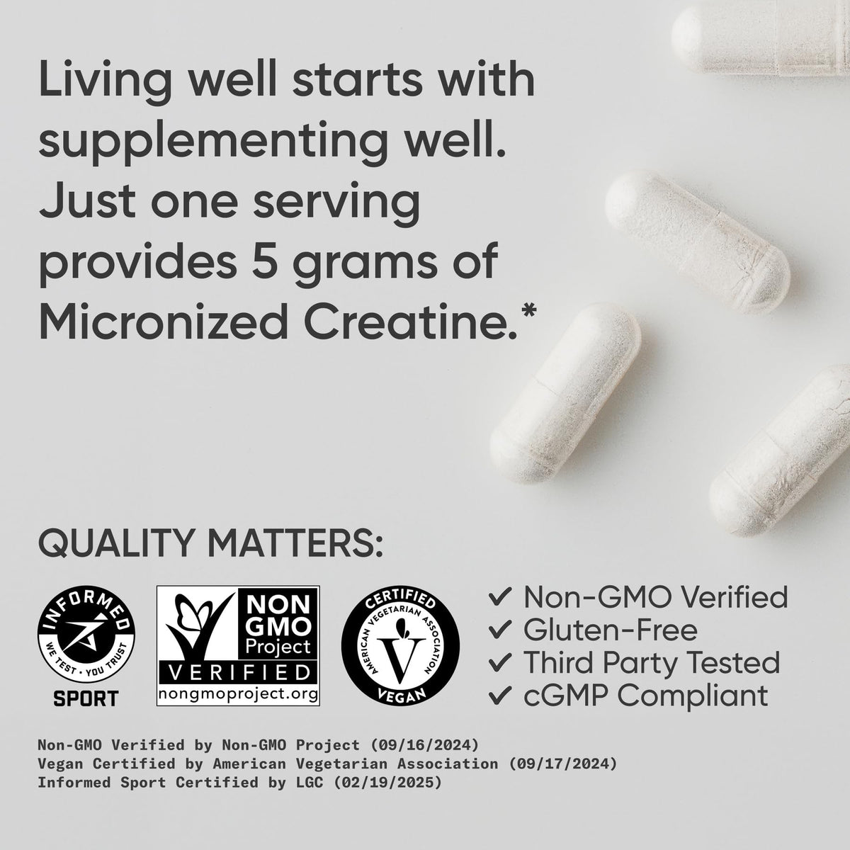 Creatine Monohydrate Capsules 5g, 120 Count G219631