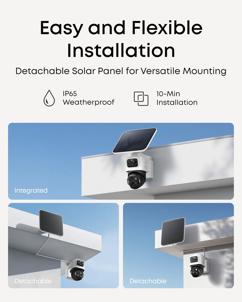 4K Solar 3-Lens PTZ Security Camera 4-Cam Kit U90242