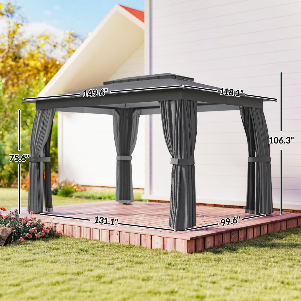 10' x 12' Dark Gray Outdoor Patio Gazebo Q4170