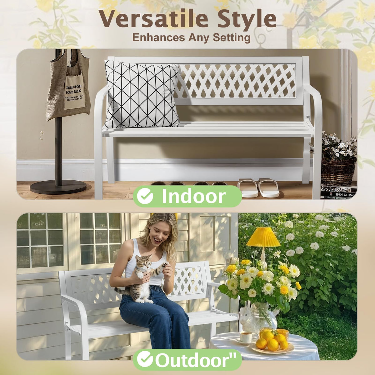 White 2-Person Outdoor Bench Z44167