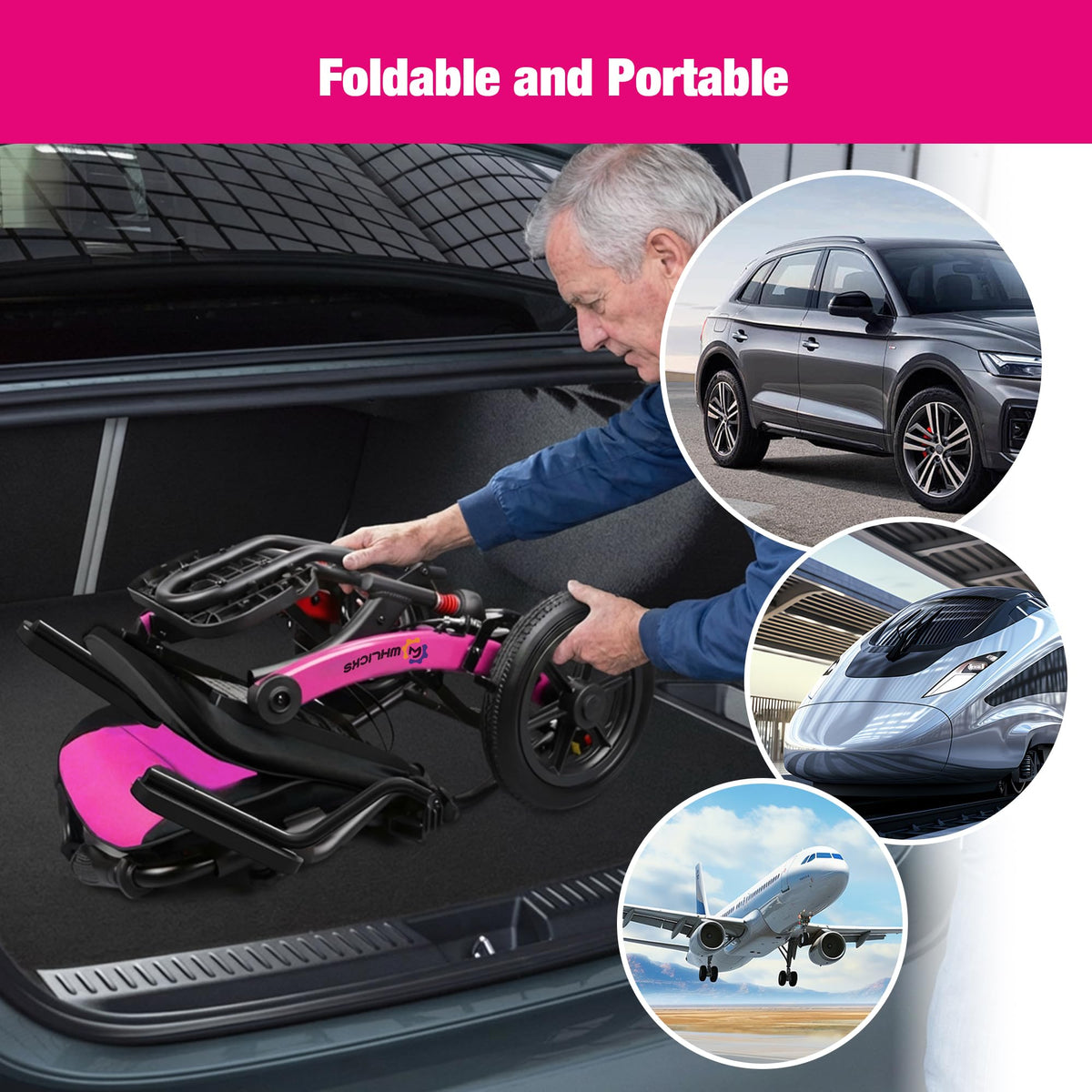 Lightweight Foldable Wheelchair with 12-inch Wheels and Removable Cushion J205321