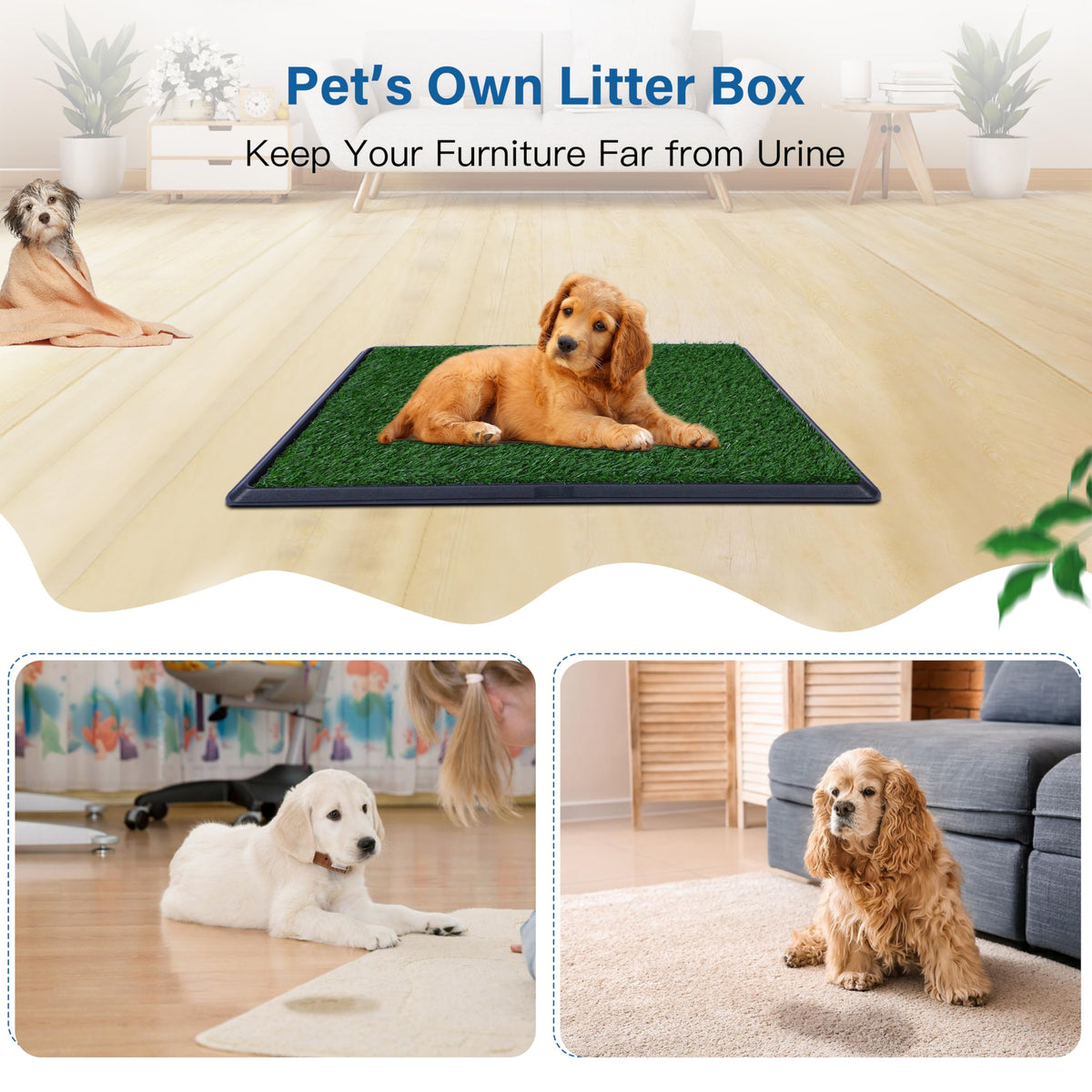 Artificial Grass Dog Potty Pad with Tray 20x30 inch F437341