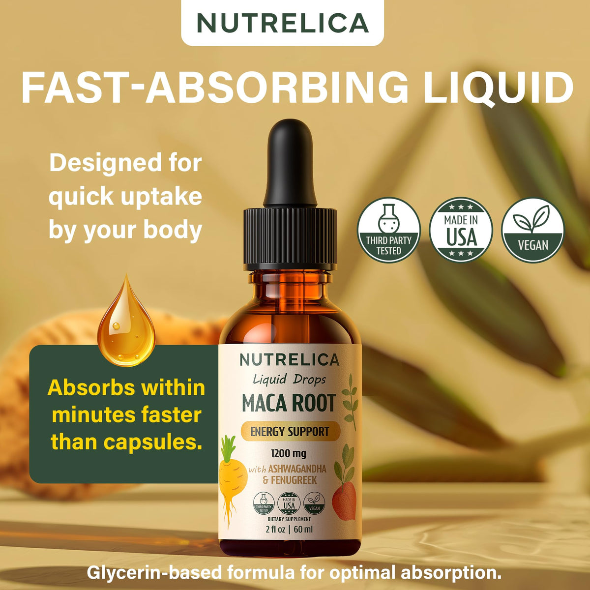 Maca Root with Ashwagandha & Fenugreek 1200mg Vegan A3377