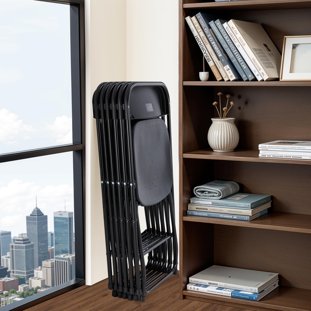 10 Pack Black Plastic Folding Chairs D6178