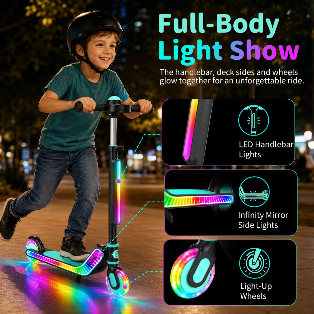 2 Wheel Folding Kick Scooter with Light-Up Deck C695