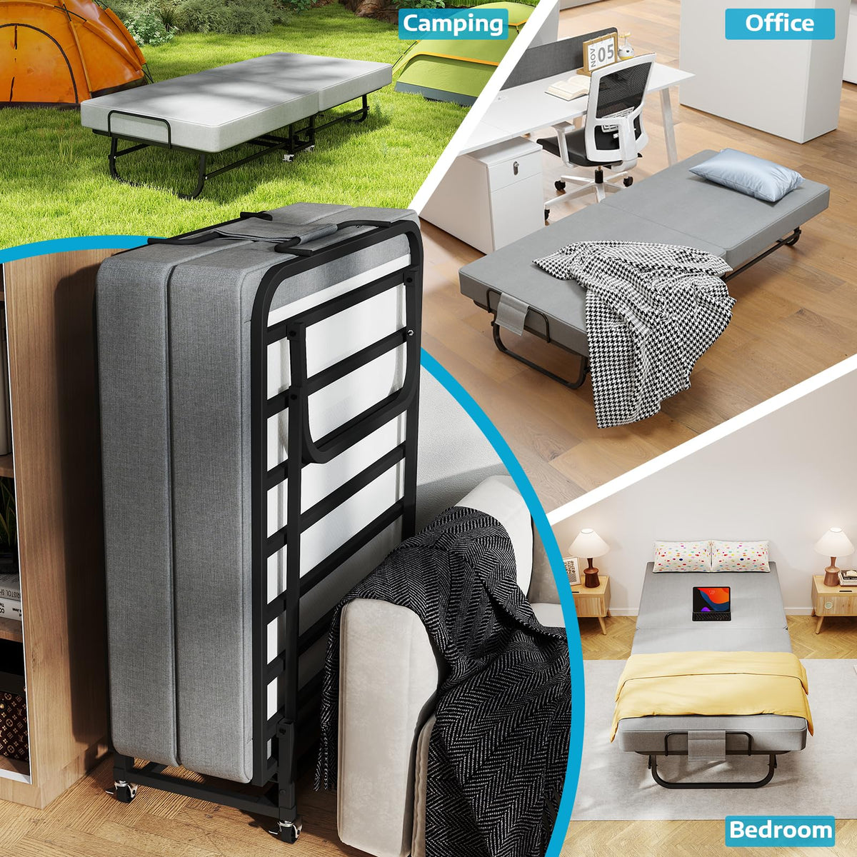 Folding Bed Portable Roll Away Bed 75" x 31" K65645