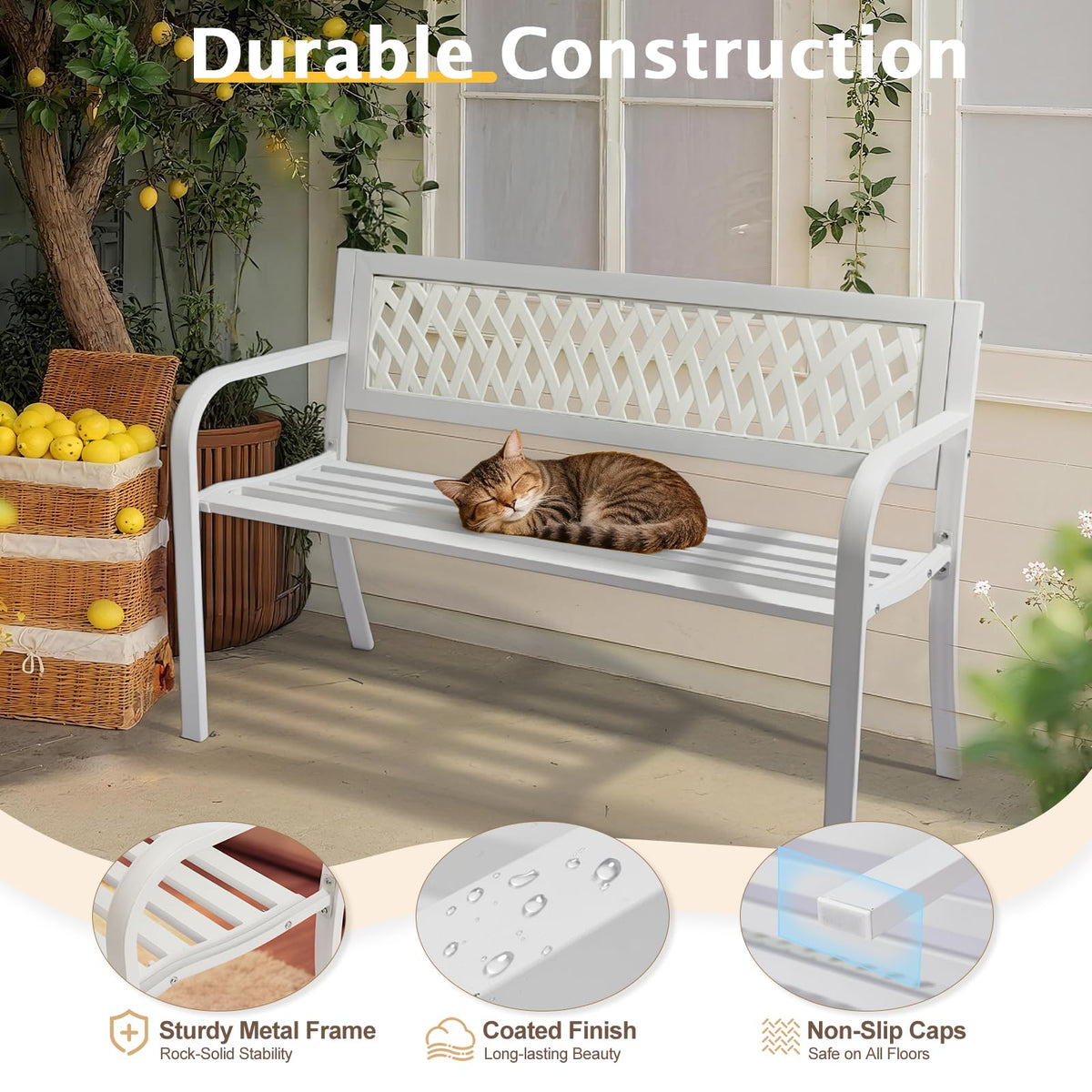White 2-Person Outdoor Bench Z44167