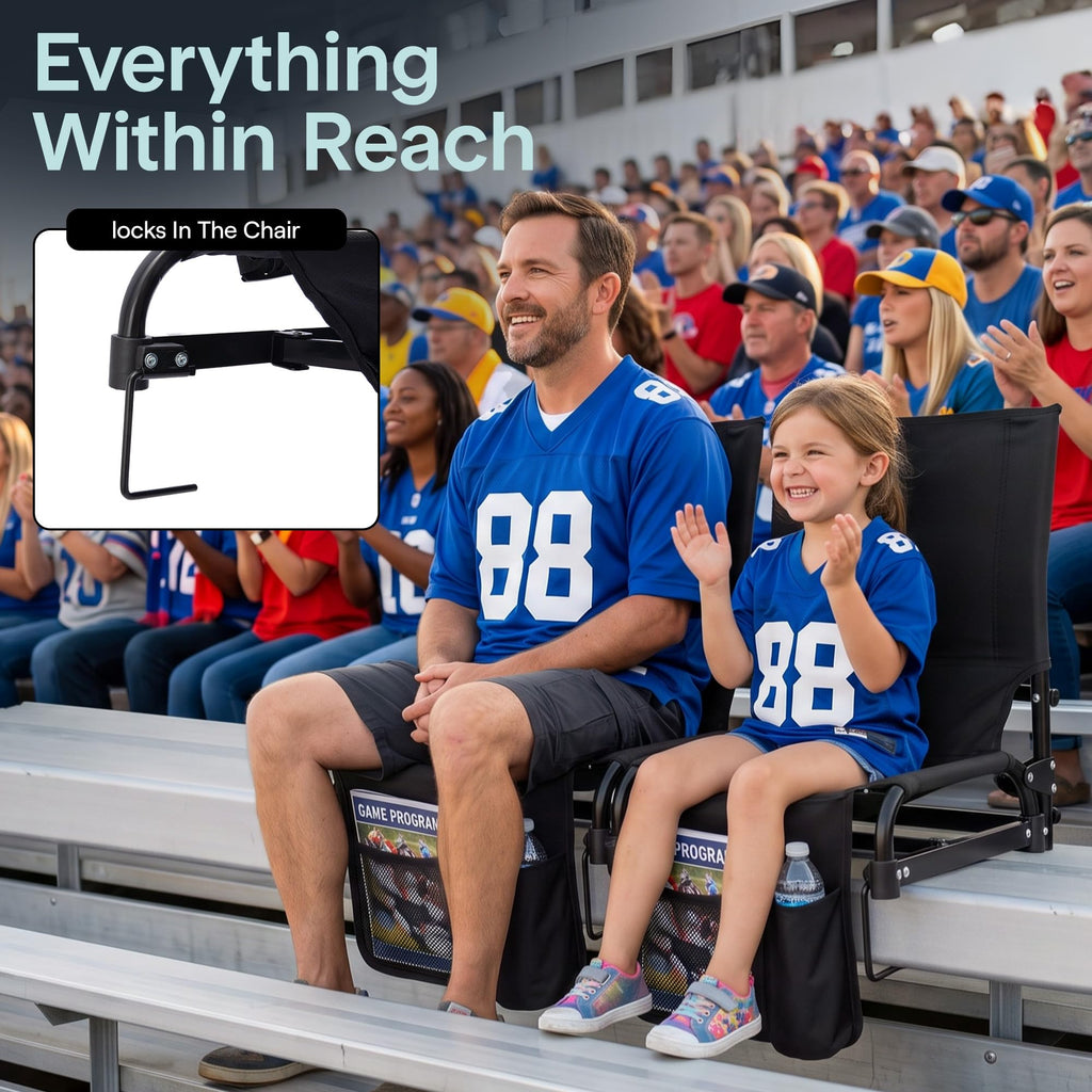 2-Pack Padded Folding Stadium Chairs with Back Support and Armrests Z599694