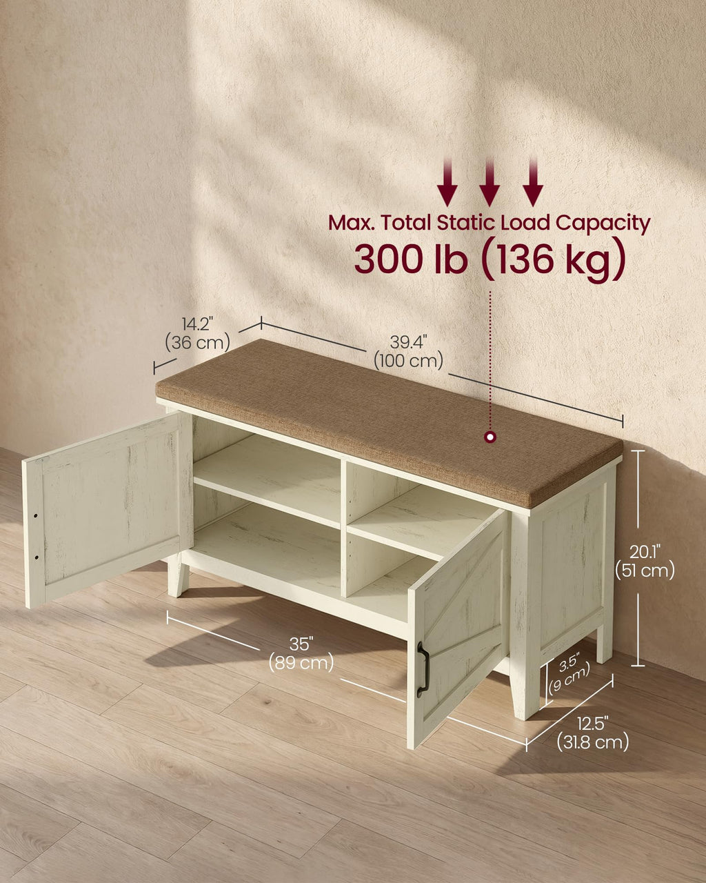 Shoe Bench with Cushion L717