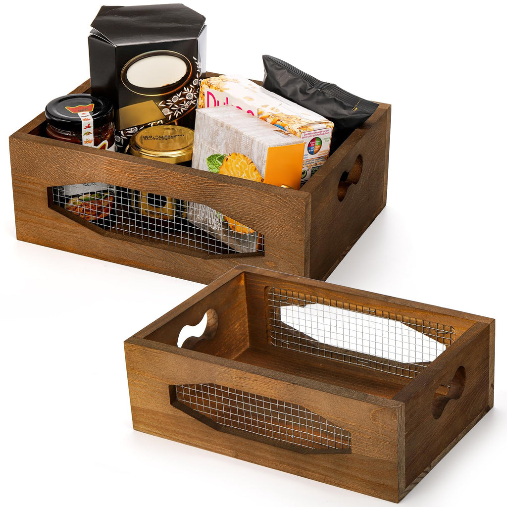 Set of 2 Wooden Nesting Countertop Baskets P580