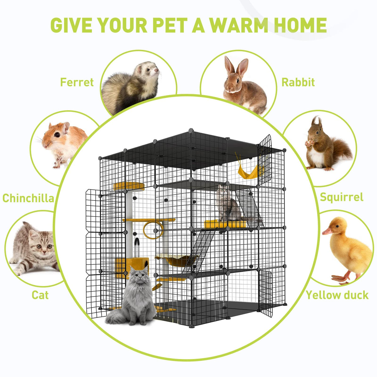 Large Cat Cage Detachable Metal Wire Playpen B726997