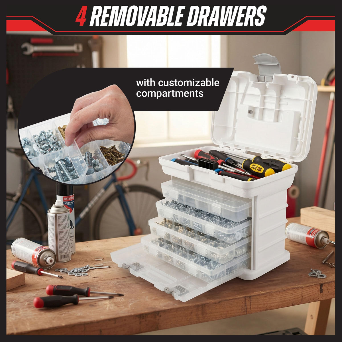 Portable Tool Box Small Parts Organizer with Drawers Z649530
