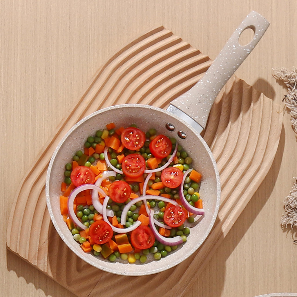 13-Piece Beige Marble Coated Non-Stick Cookware Set with Glass Lids N930