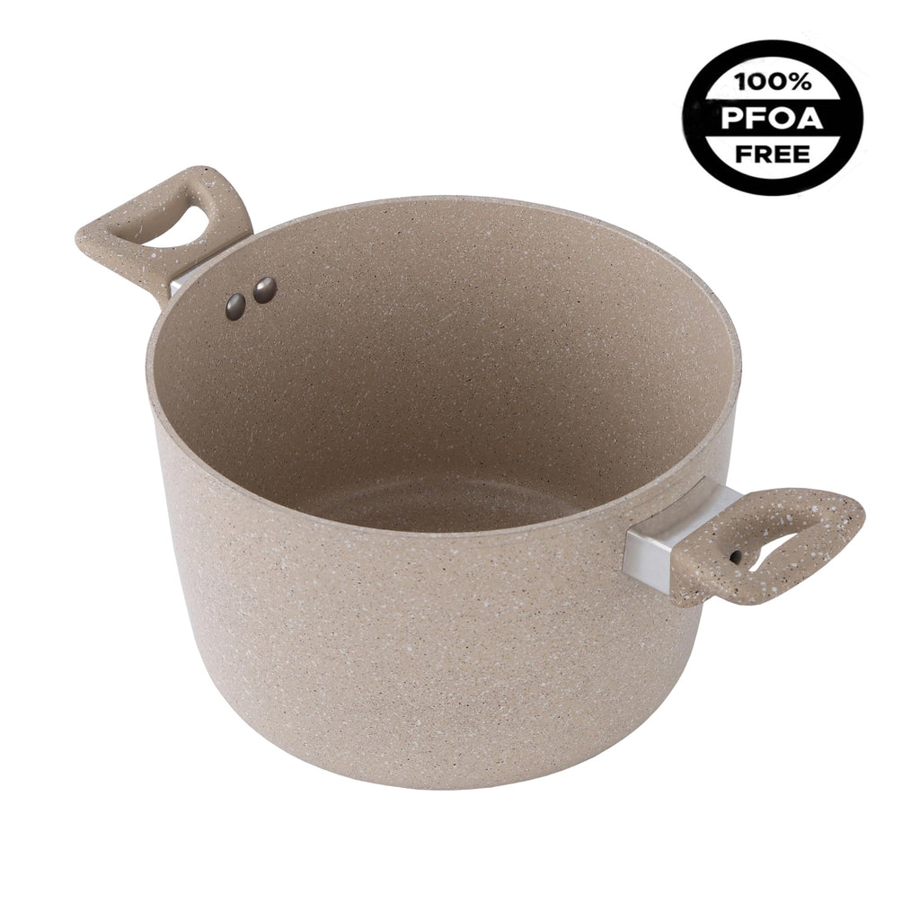 13-Piece Beige Marble Coated Non-Stick Cookware Set with Glass Lids N930