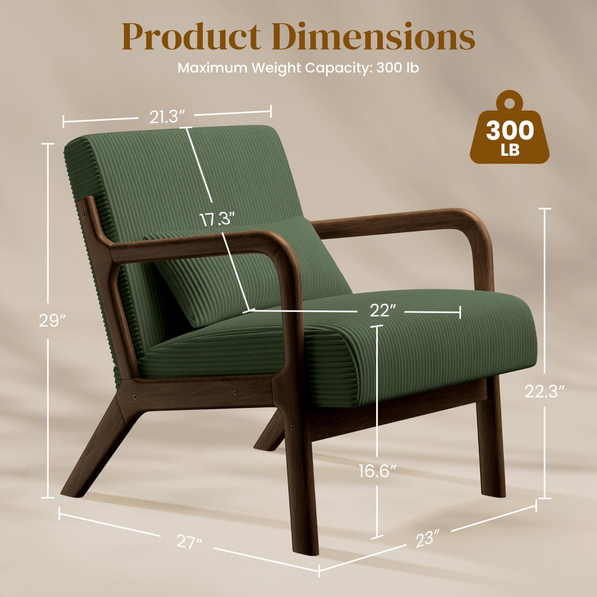 Dark Green Corduroy Accent Chair Set of 2 V609466