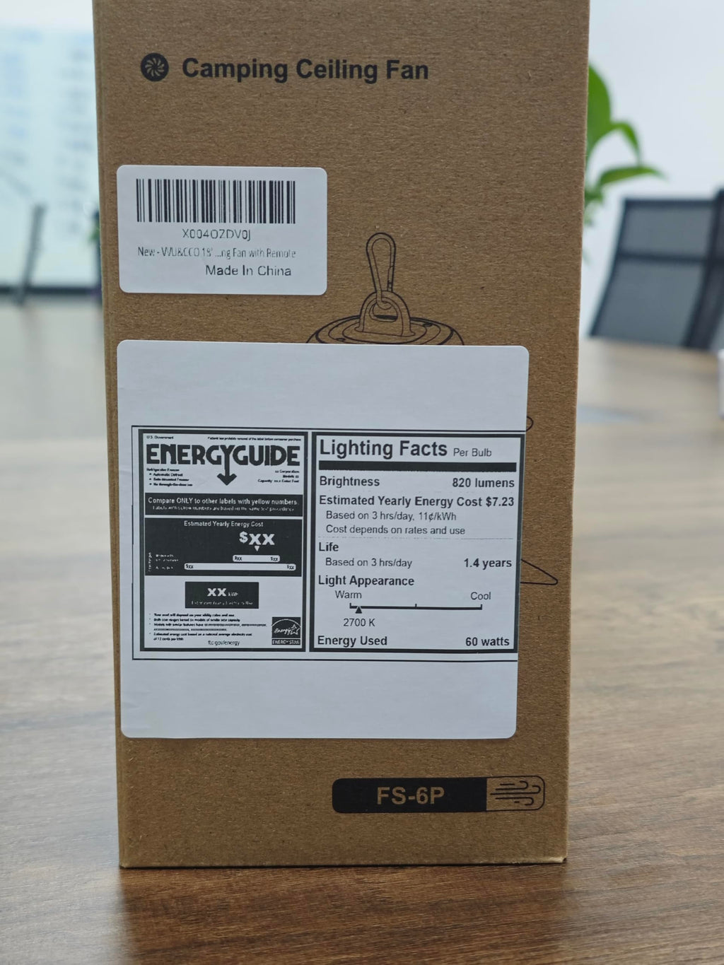 Portable Ceiling Fan with Light R738