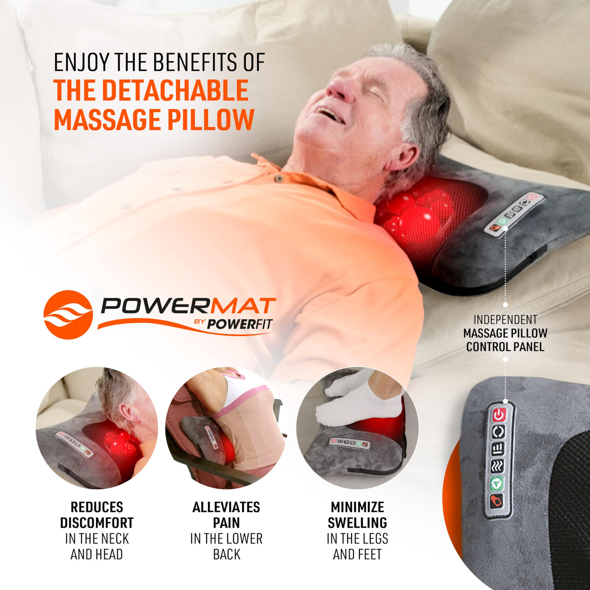 Full Body Massage Mat with Detachable Massage Pillow, 9 Intensity Levels, 9 Massage Modes & 3 Heat Settings K5281