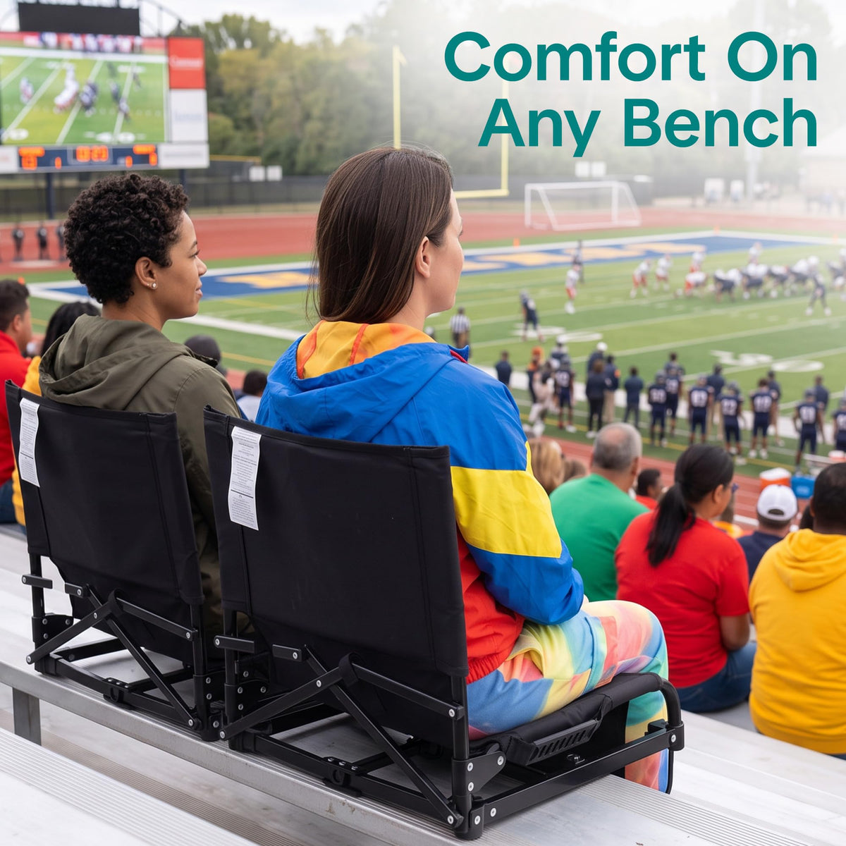 2-Pack Padded Folding Stadium Chairs with Back Support and Armrests Z599694