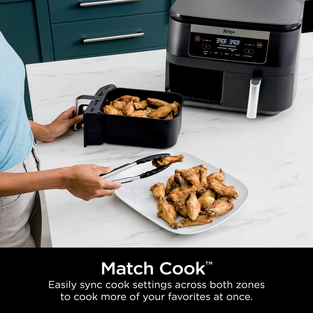 6 Quart 5-in-1 DualZone 2-Basket Air Fryer, Black J622587