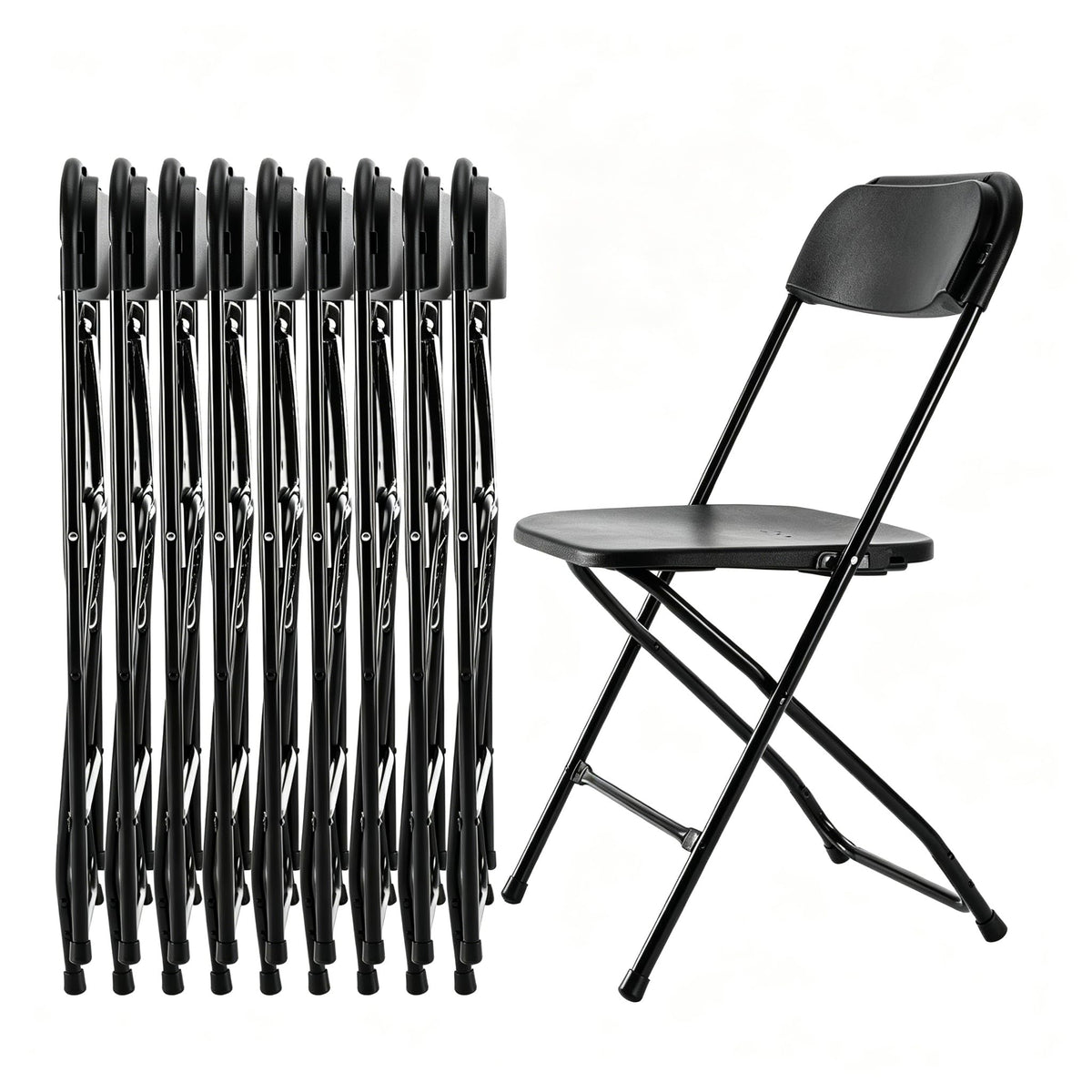 10 Pack Black Plastic Folding Chairs D6178