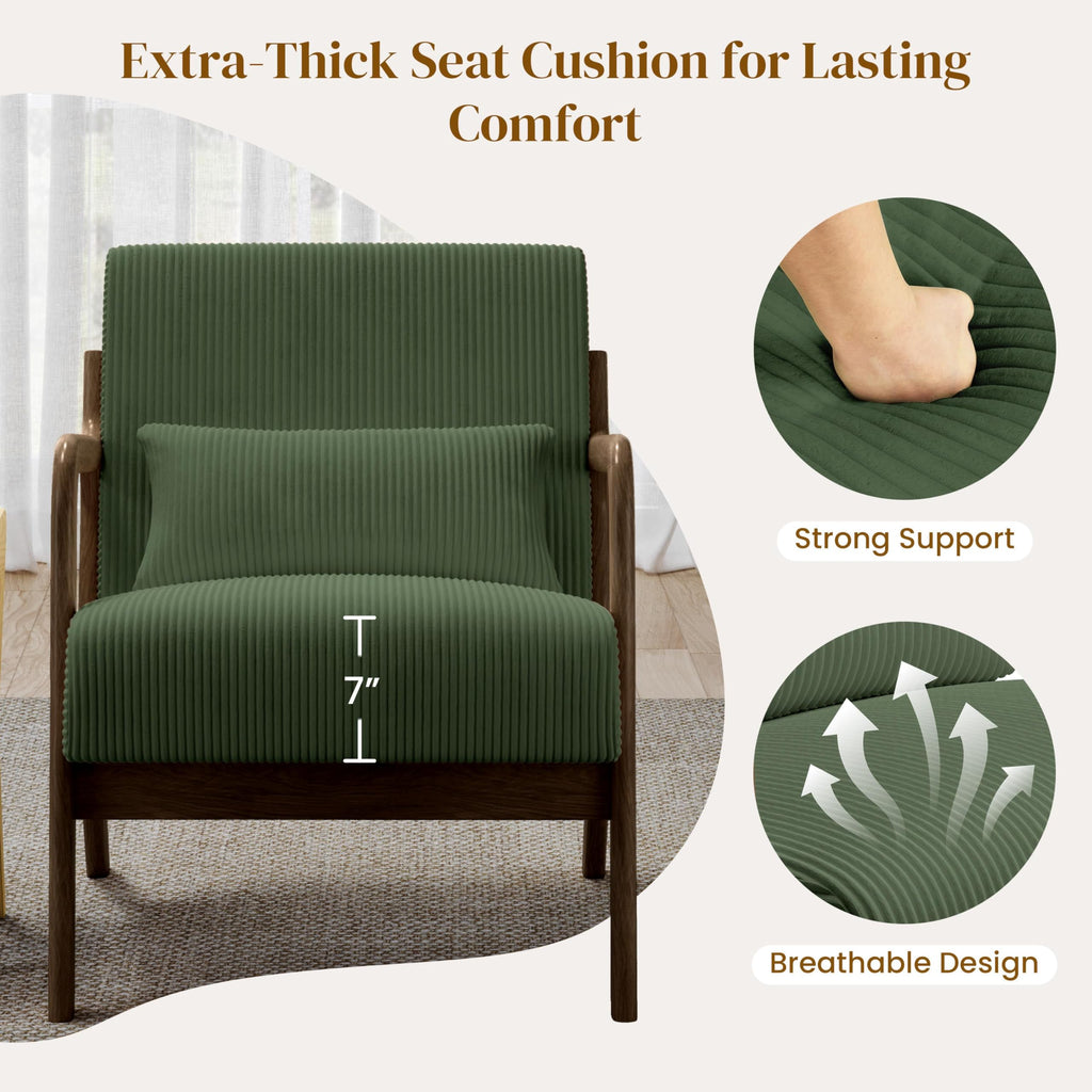 Dark Green Corduroy Accent Chair Set of 2 V609466