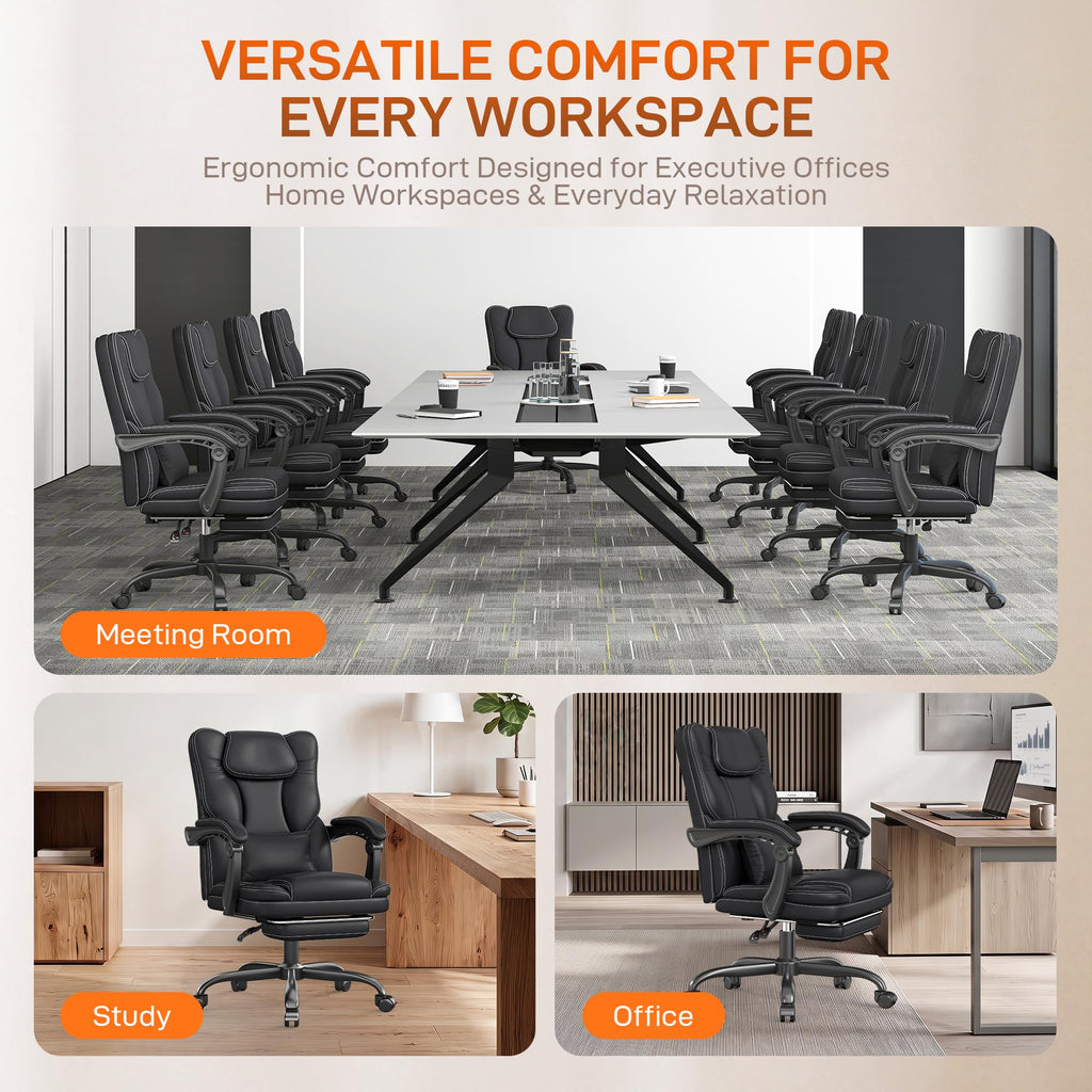 Black Ergonomic Office Chair with Foot Rest N9398