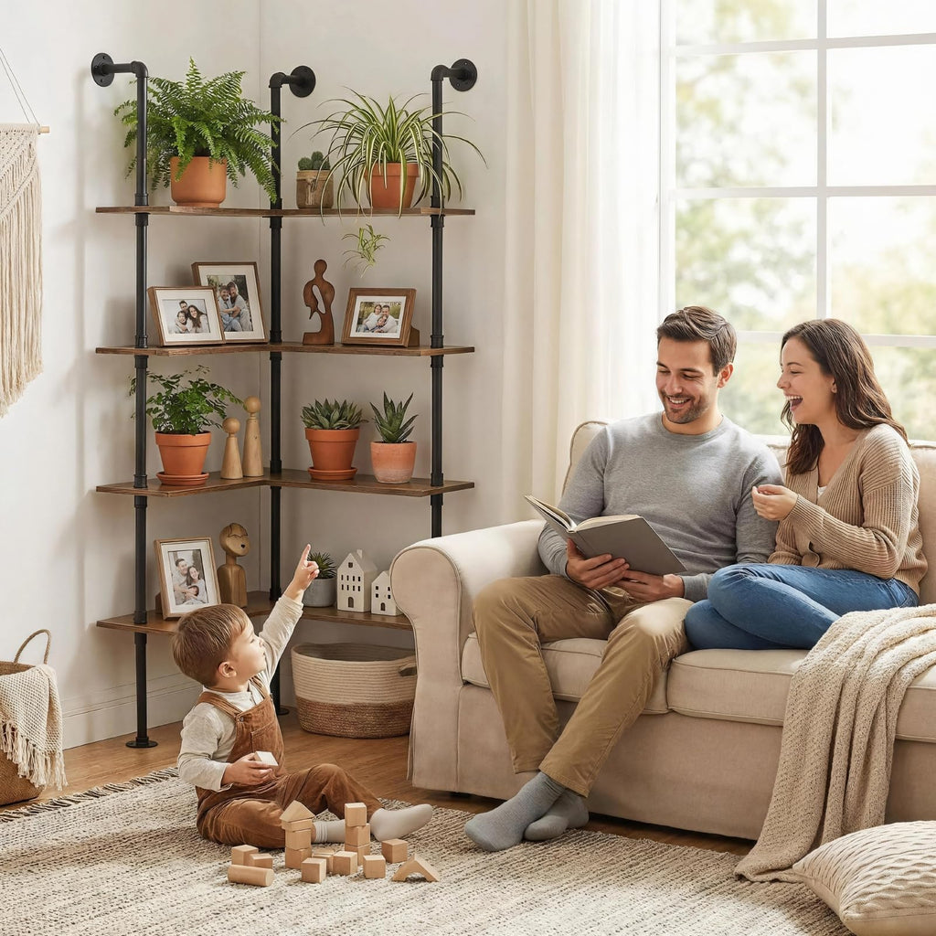 Industrial Pipe Corner Bookshelf R376855