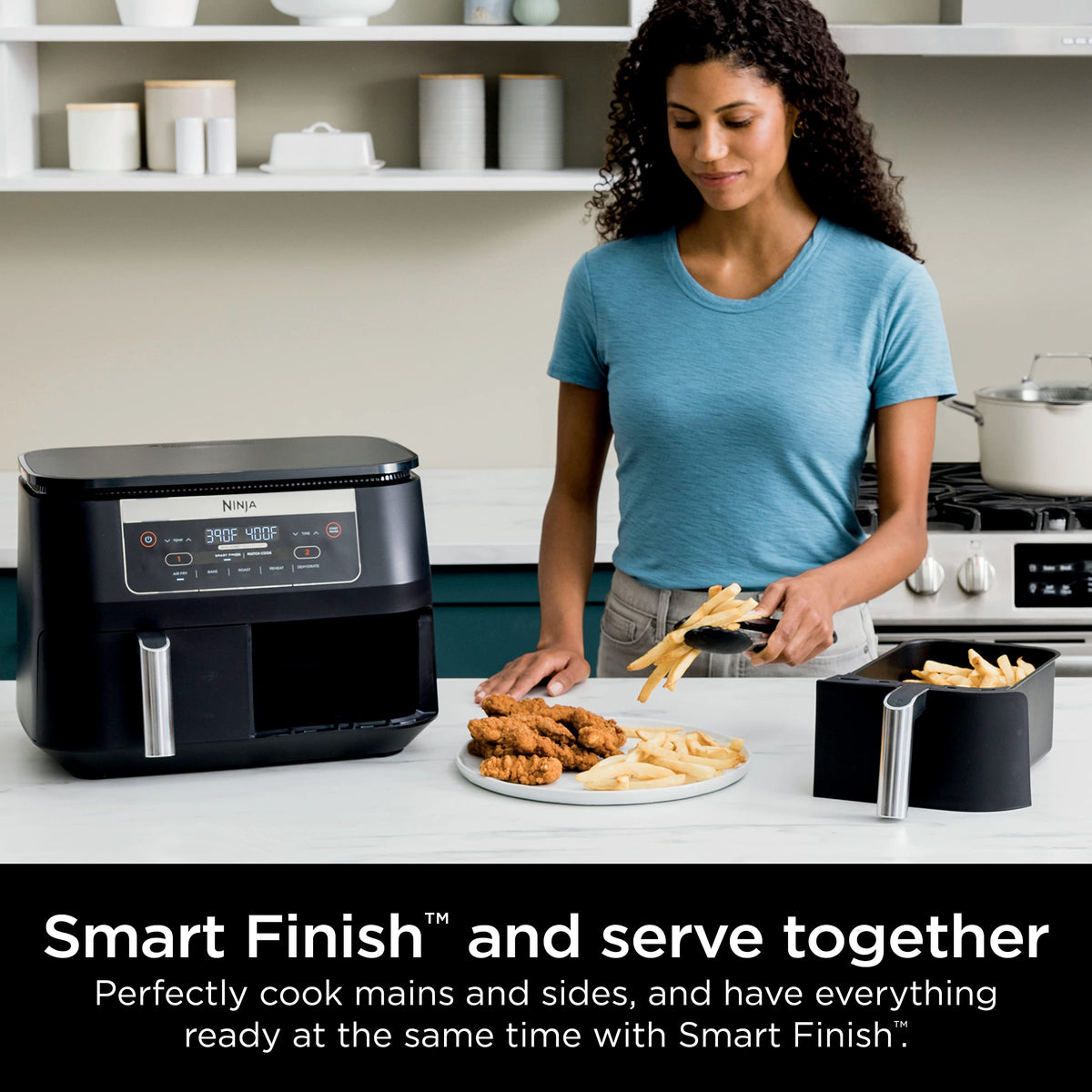 6 Quart 5-in-1 DualZone 2-Basket Air Fryer, Black J622587