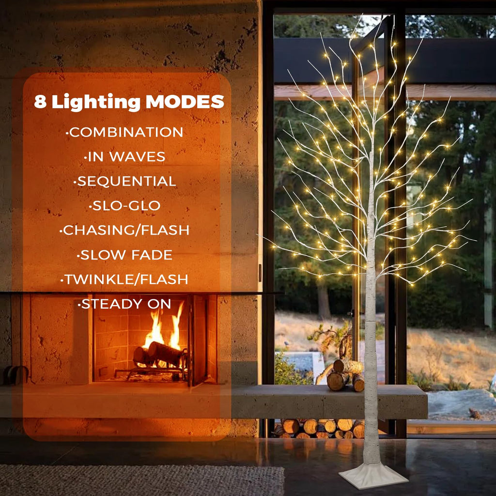 Set of 2 6 feet Lighted Birch Tree 160 LED Warm White G389