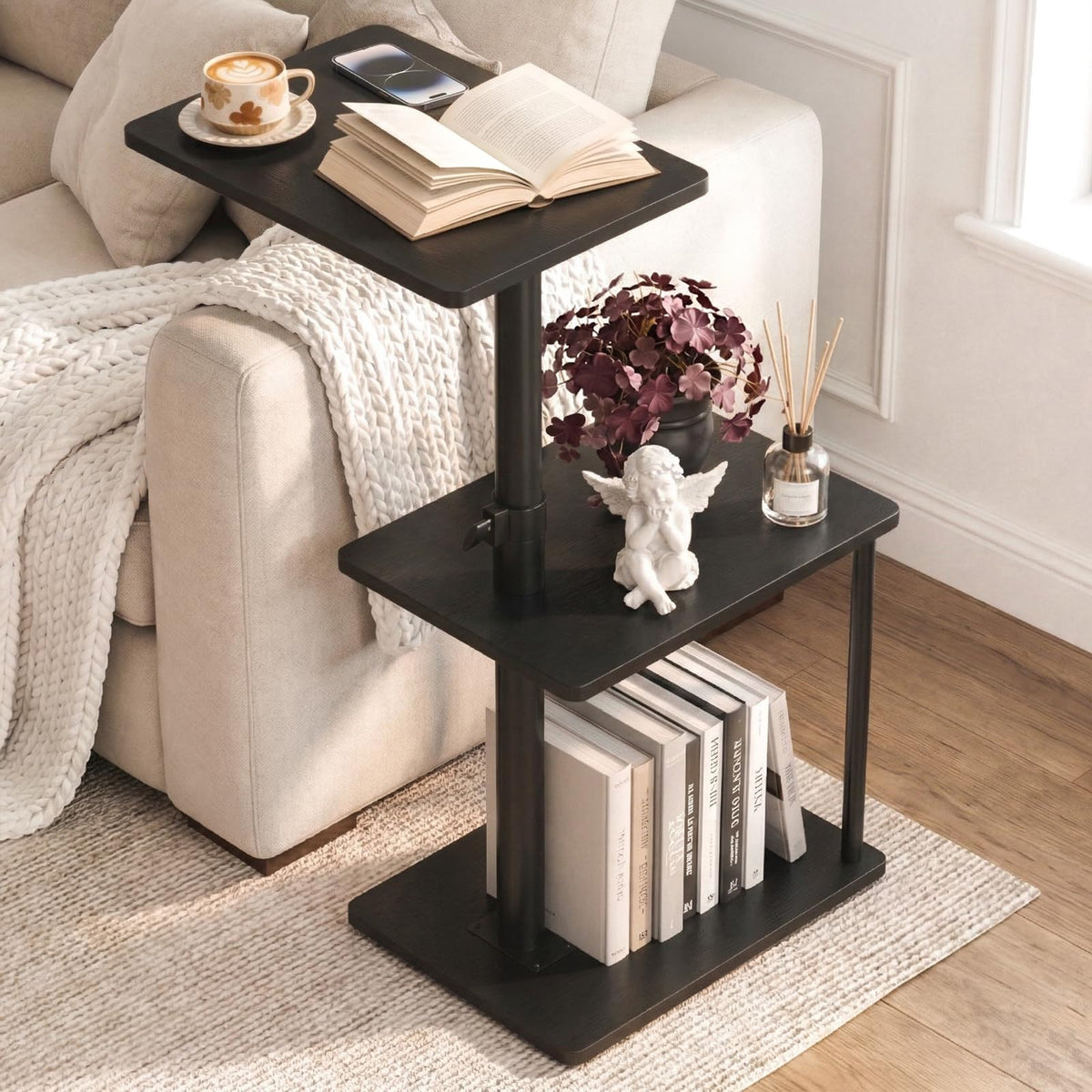 Swivel Side Table with Storage Shelf F2828
