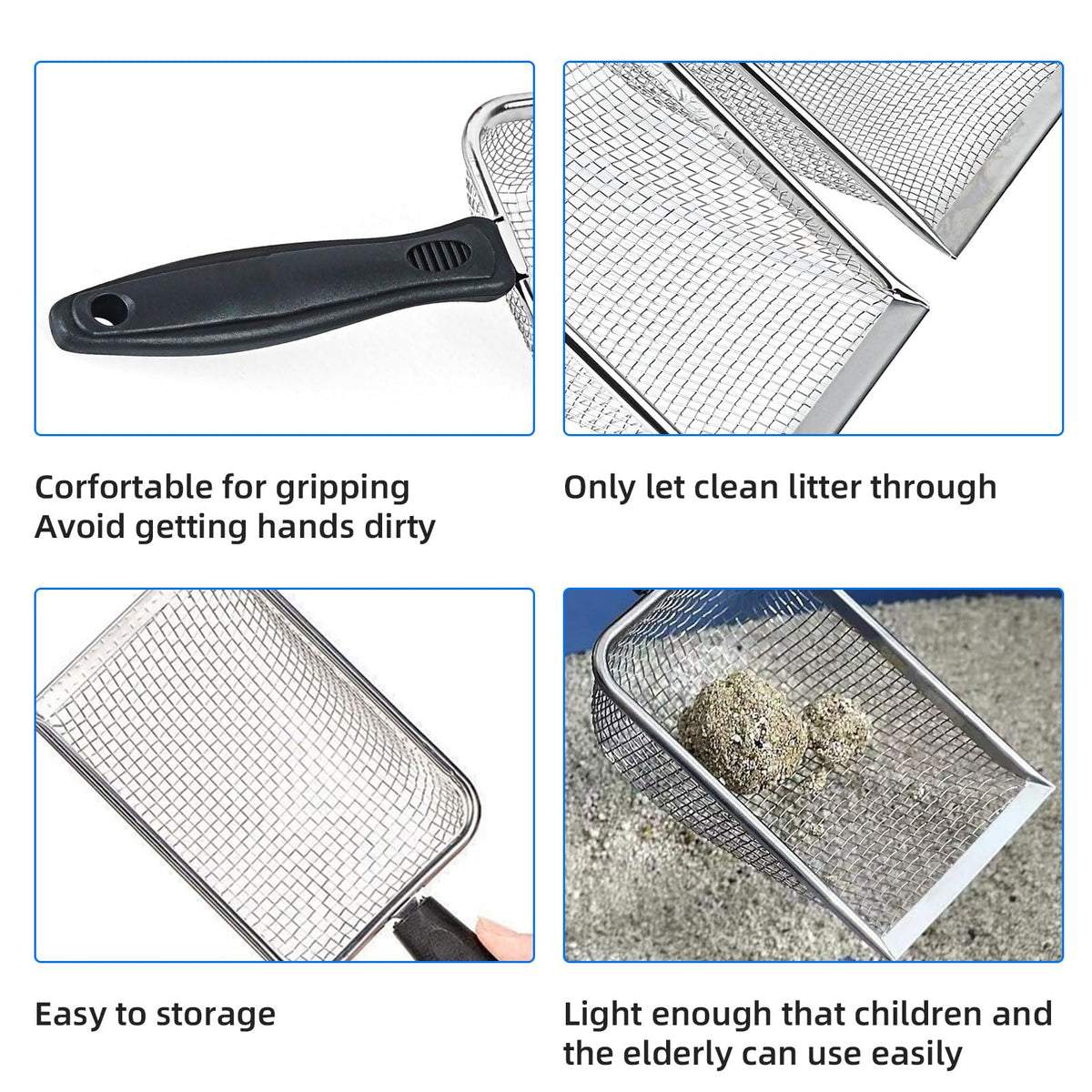 Stainless Steel Mesh Cat Litter Scoop 2.8mm Hole E272897