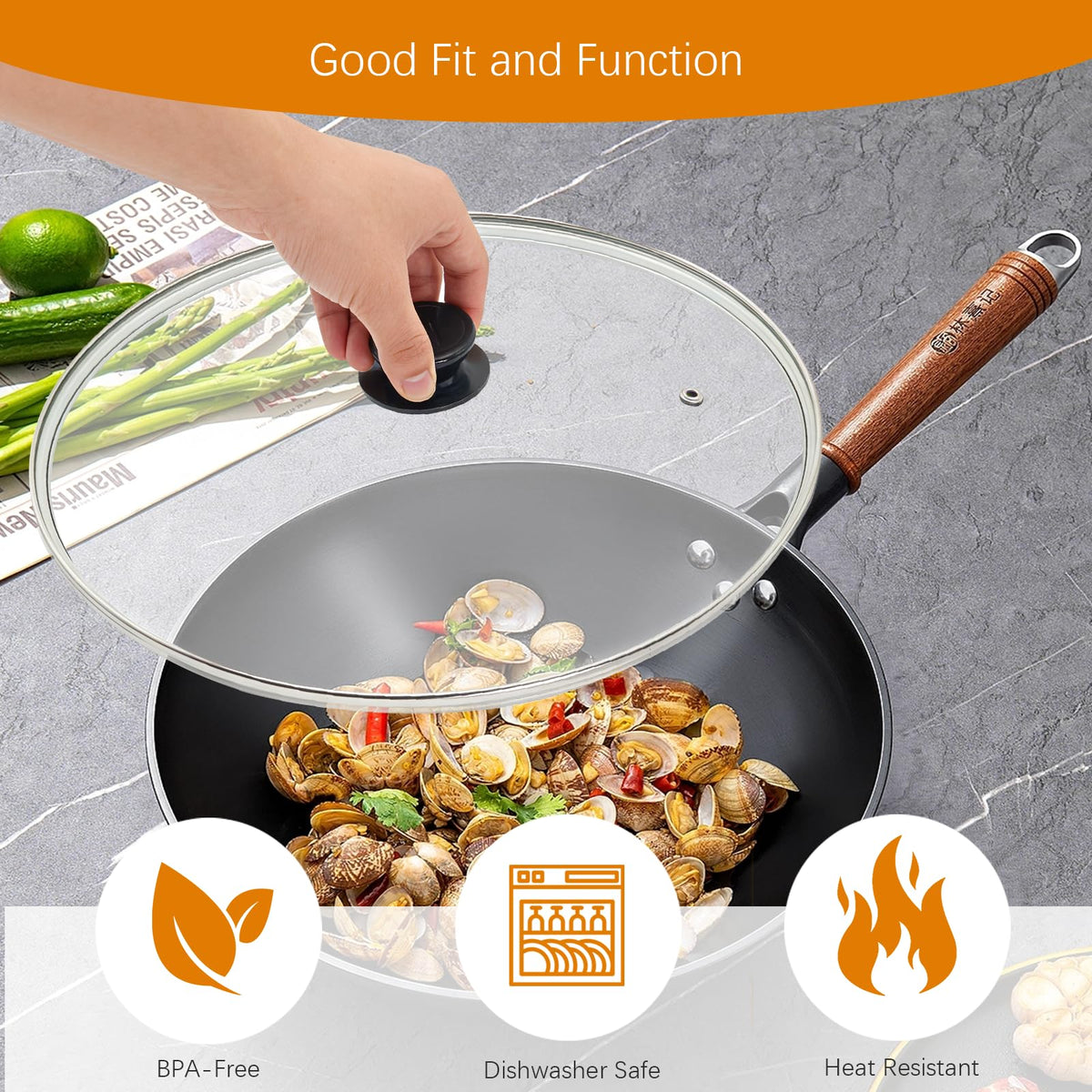 13 Inch Clear Tempered Glass Pan Lid Q5995