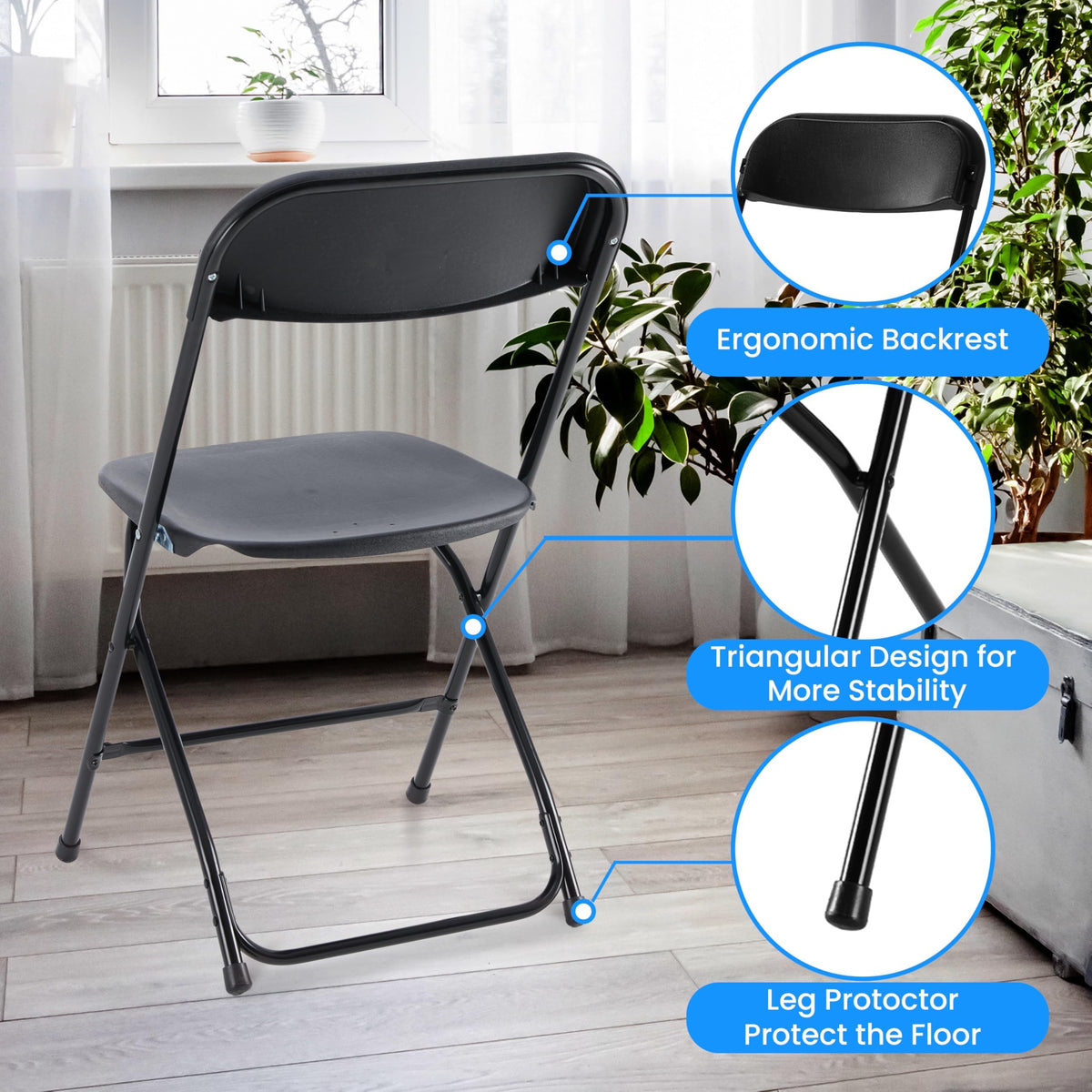 10 Pack Black Plastic Folding Chairs D6178