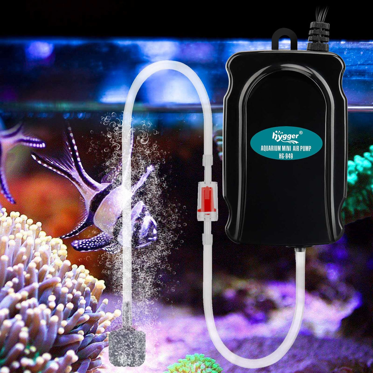 Mini Aquarium Air Pump Kit 1W for 2-20 Gallon Fish Tank with Air Tube W858452