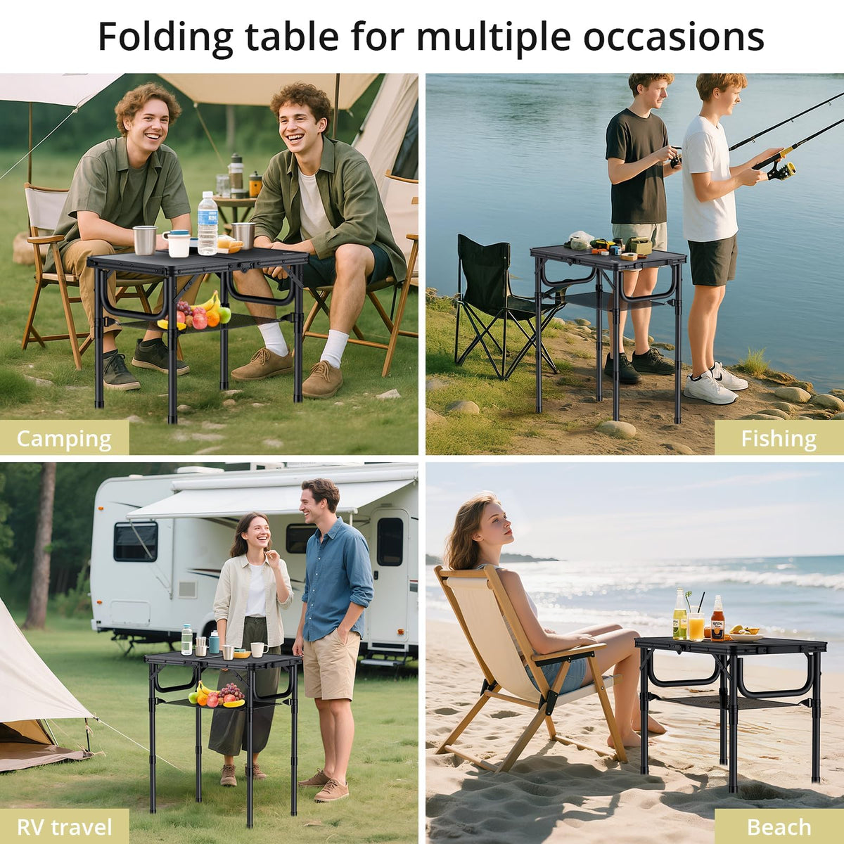 24"X 16" Adjustable Height Folding Camping Table P1214