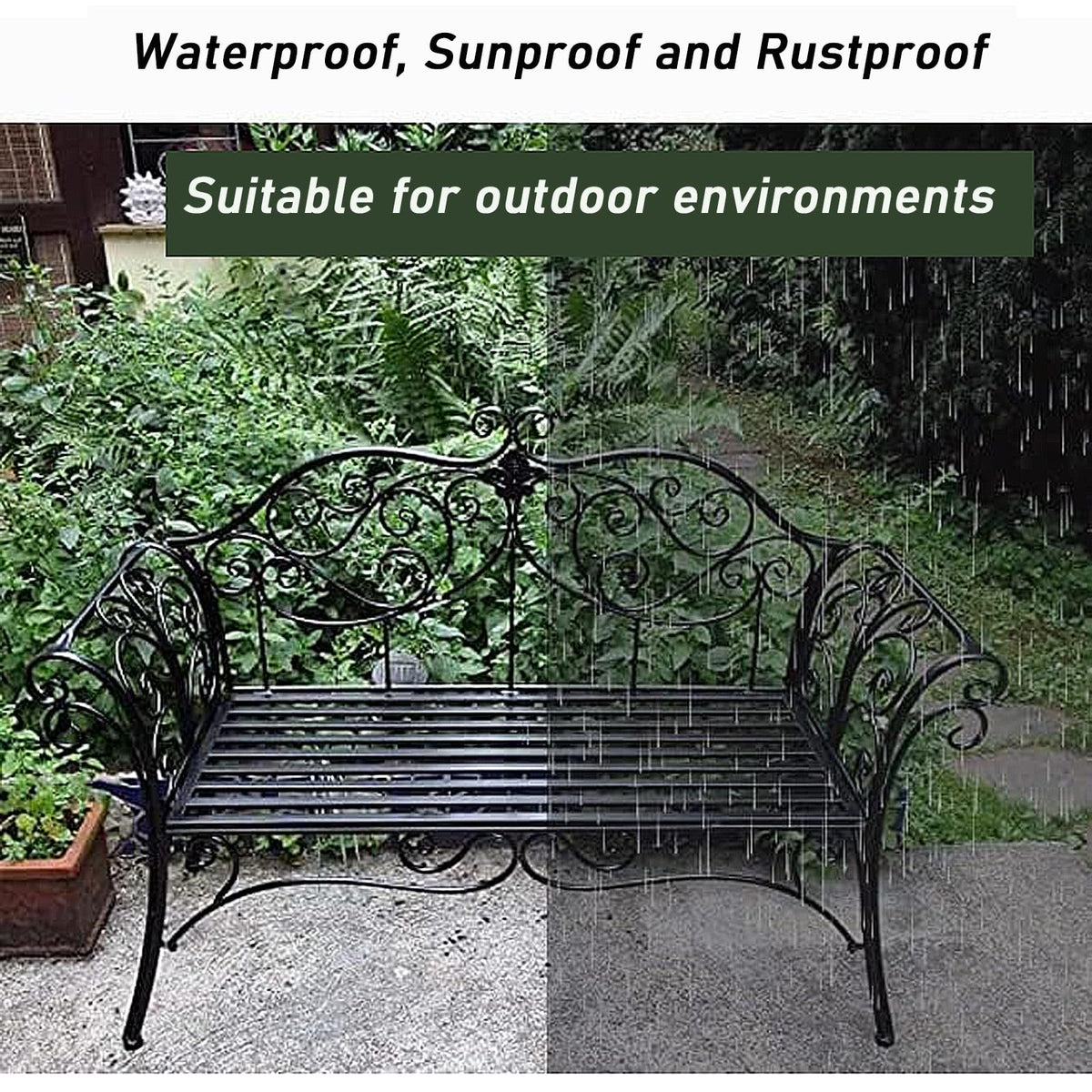 Cast Iron Outdoor Bench 400 lbs Capacity N710564