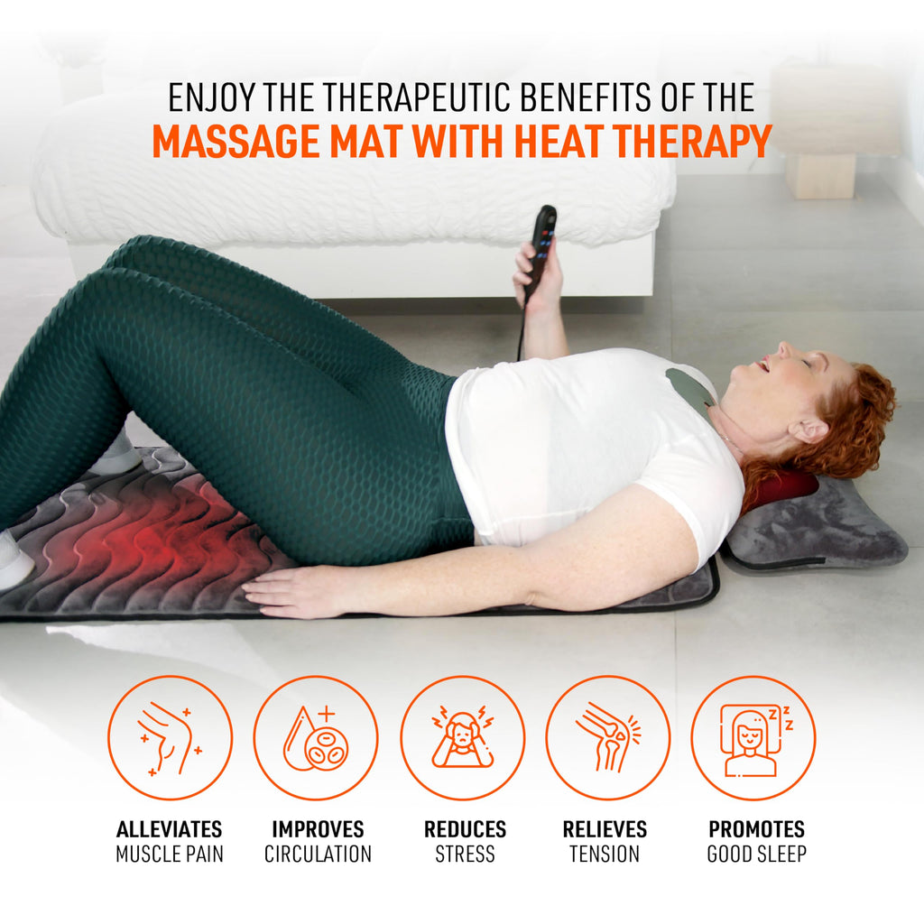 Full Body Massage Mat with Detachable Massage Pillow, 9 Intensity Levels, 9 Massage Modes & 3 Heat Settings K5281