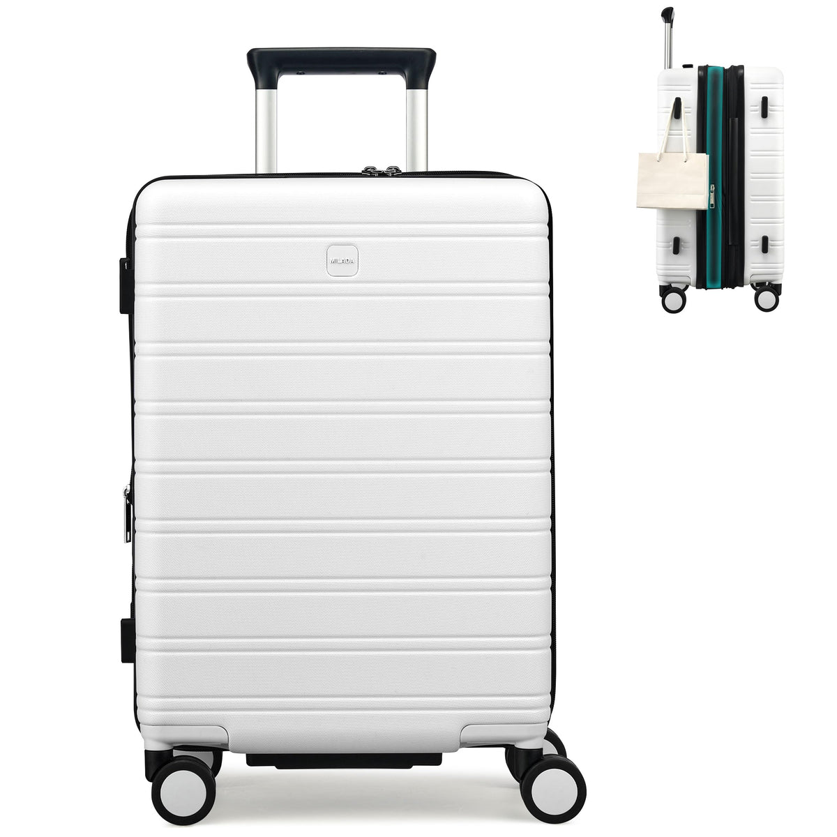 20-Inch Hardside Expandable Carry-On Luggage Suitcase, White D486