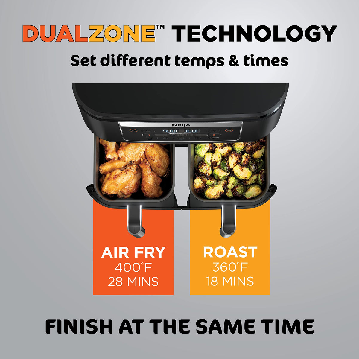 6 Quart 5-in-1 DualZone 2-Basket Air Fryer, Black J622587