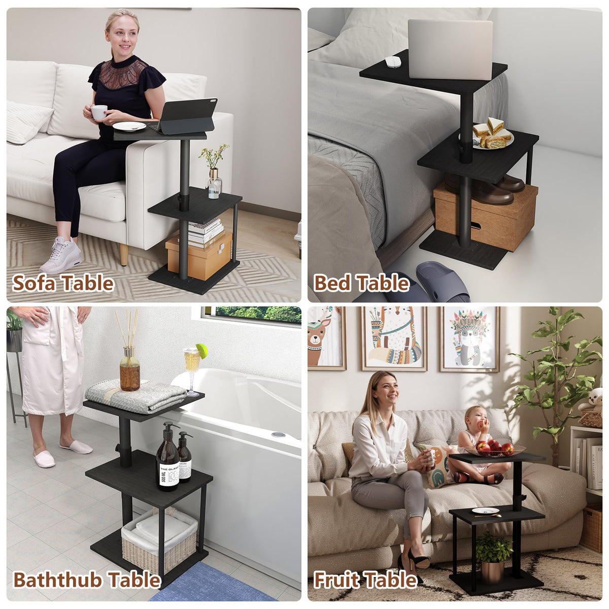 Swivel Side Table with Storage Shelf F2828