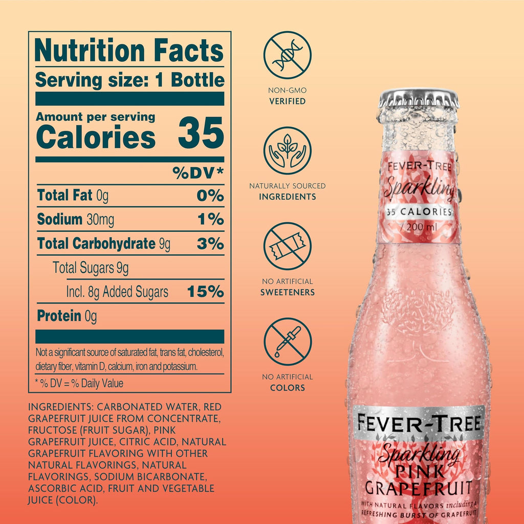 Sparkling Pink Grapefruit Soda Mixer, 24 Pack, 6.8 Fl Oz Bottles A479770