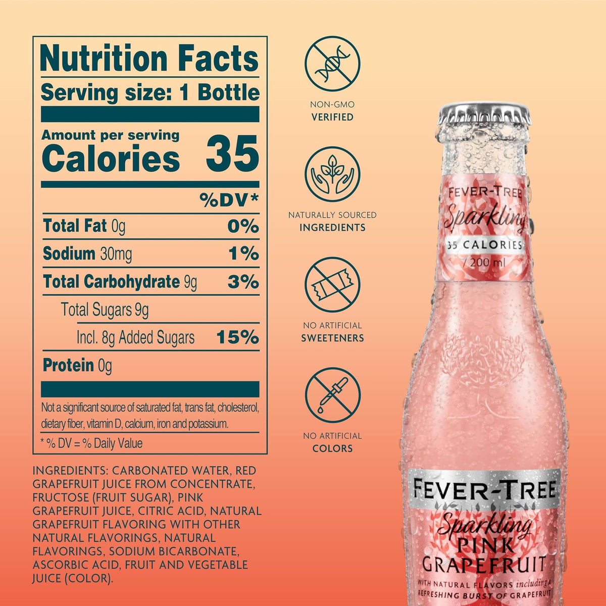 Sparkling Pink Grapefruit Soda Mixer, 24 Pack, 6.8 Fl Oz Bottles A479770