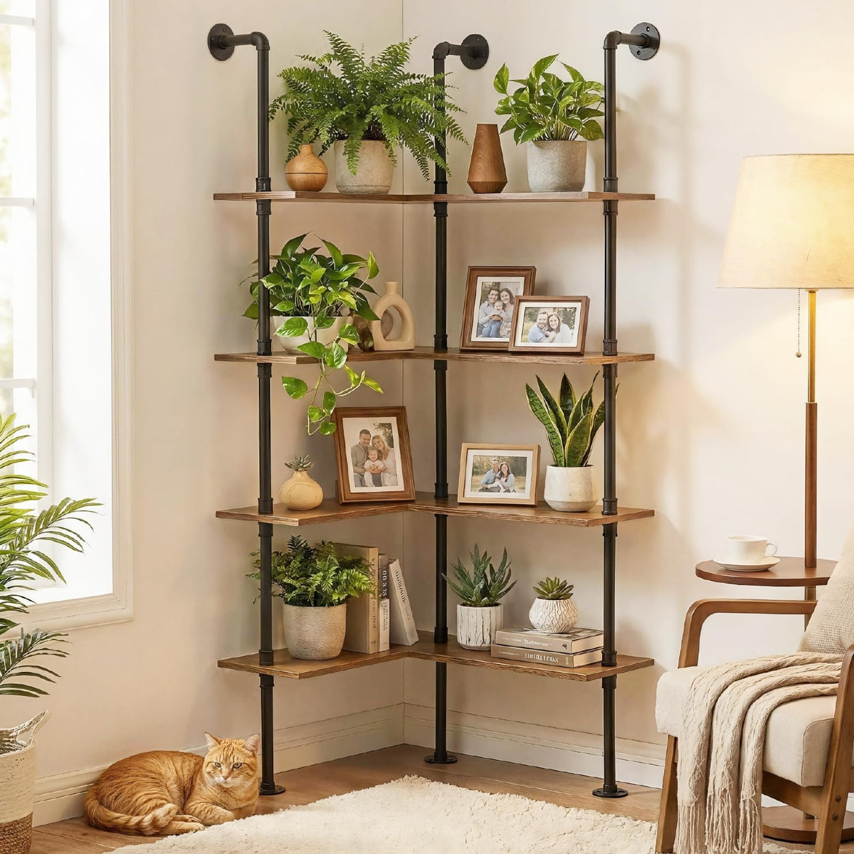 Industrial Pipe Corner Bookshelf R376855