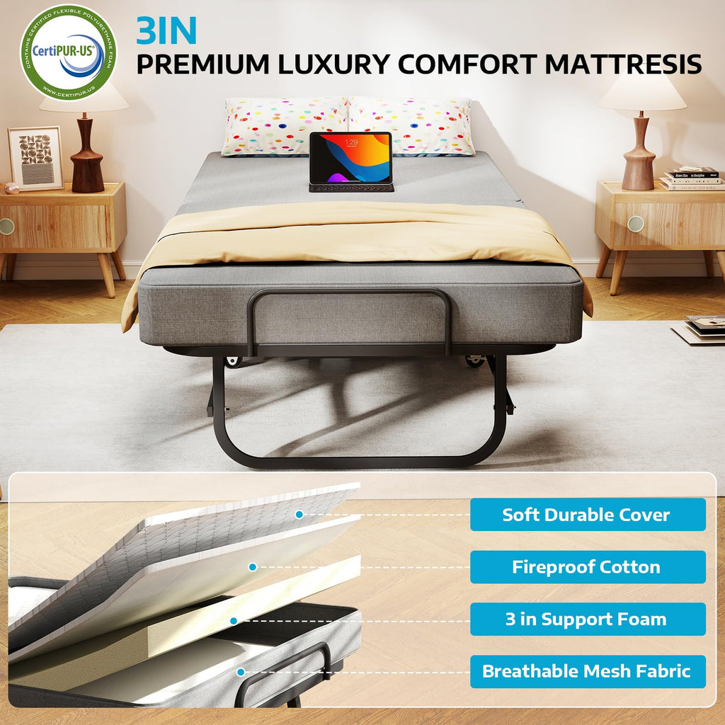 Folding Bed Portable Roll Away Bed 75" x 31" K65645